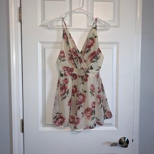 white with floral design romper with low back